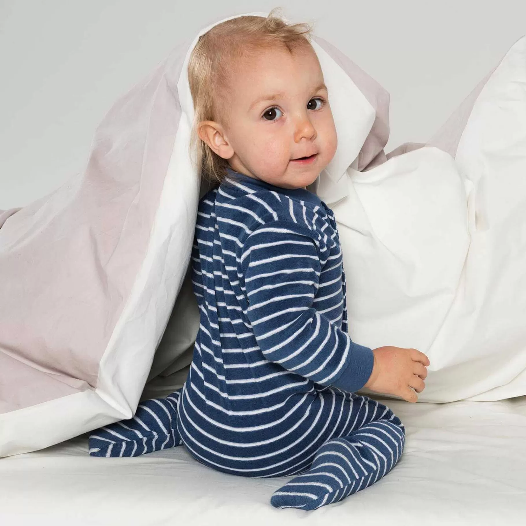 LIVING CRAFTS Bij | Pyjama Denimblauw/Wit Gestreept Discount