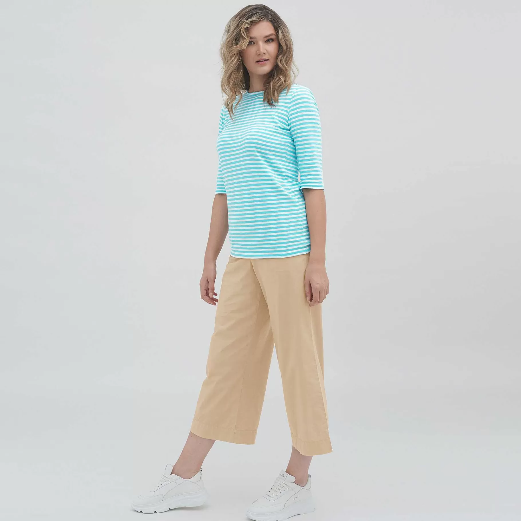 LIVING CRAFTS Chloe | Shirt Lagune/Wit Discount