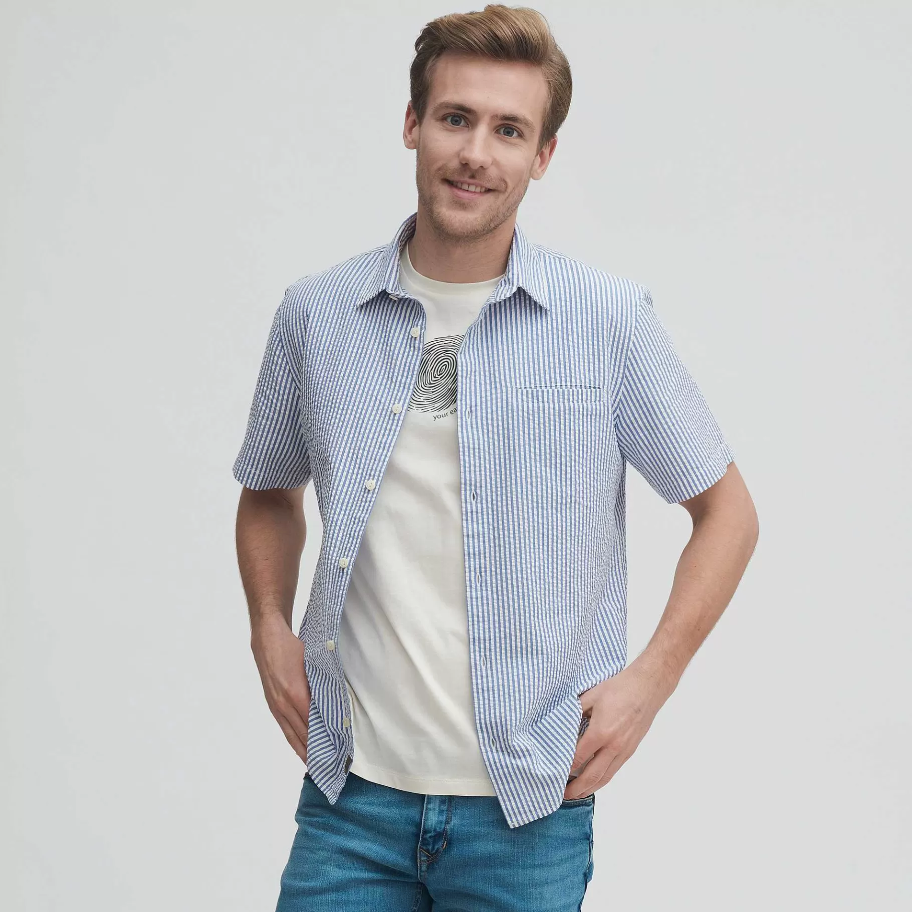 LIVING CRAFTS Een | Shirt Met Korte Mouwen Marine/Wit Shop