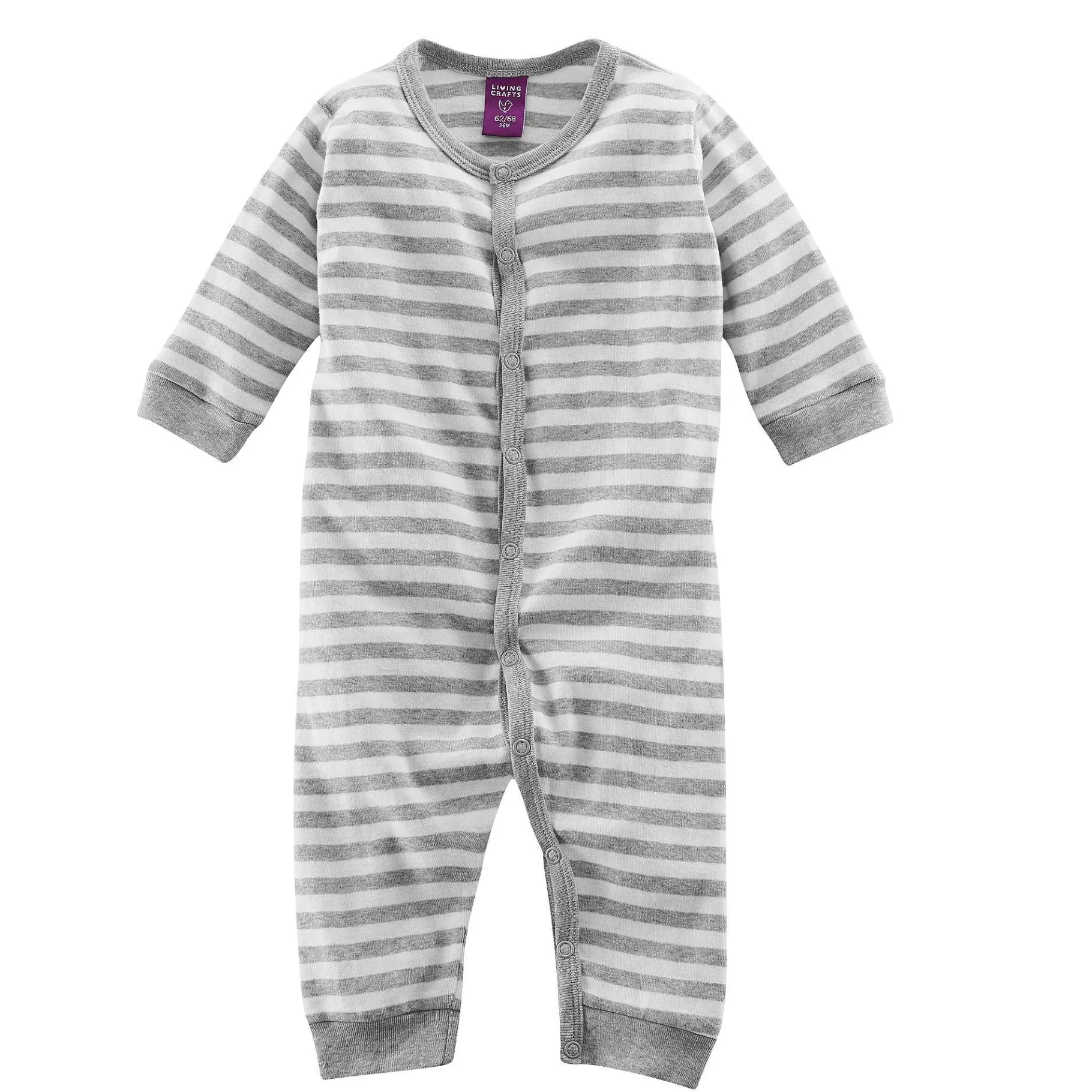 LIVING CRAFTS Emoe | Pyjama Zonder Voeten Grijs-Melange/Wit Gestreept Clearance