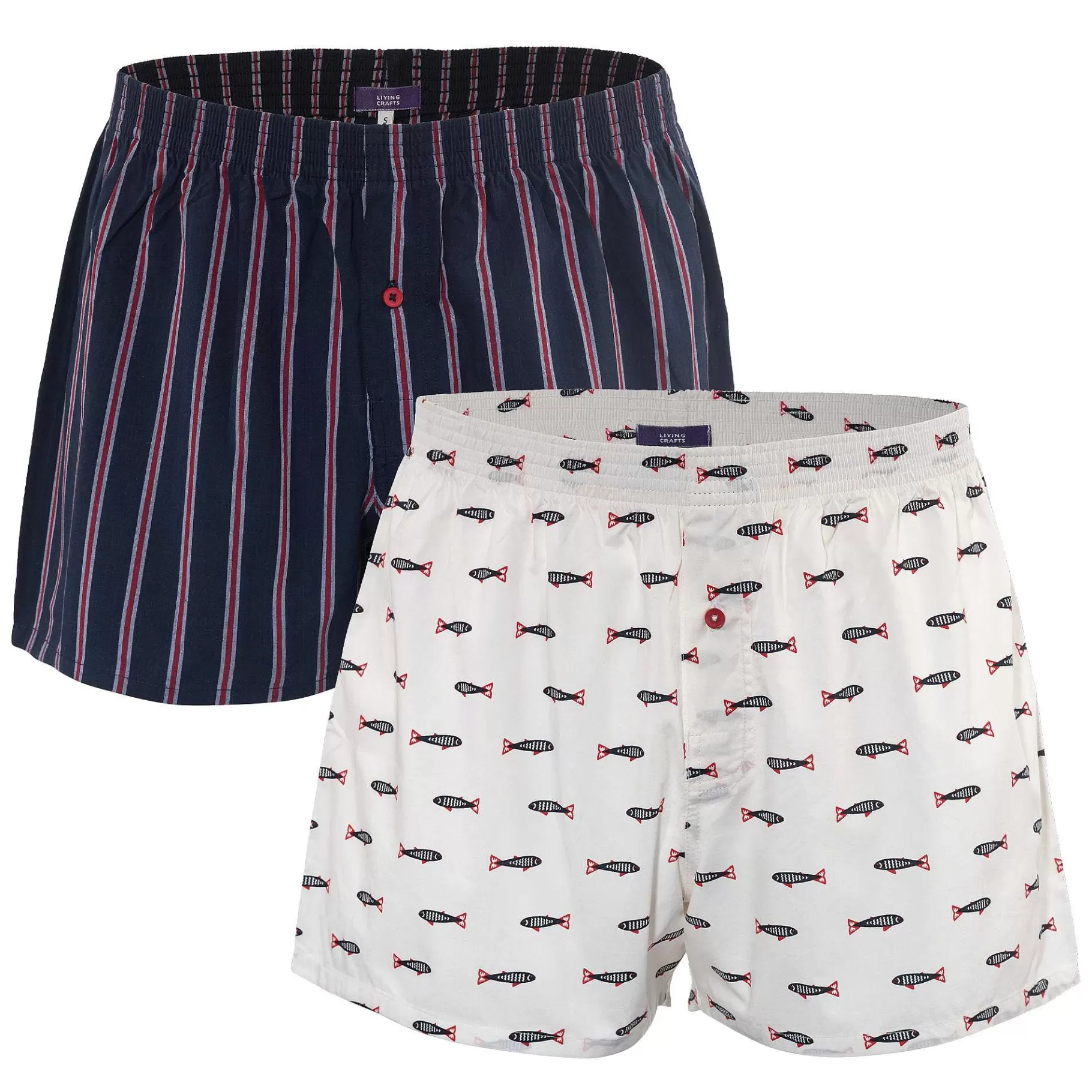 LIVING CRAFTS Kees | Boxershorts, Set Van 2 Marine/Natuurlijk Cheap