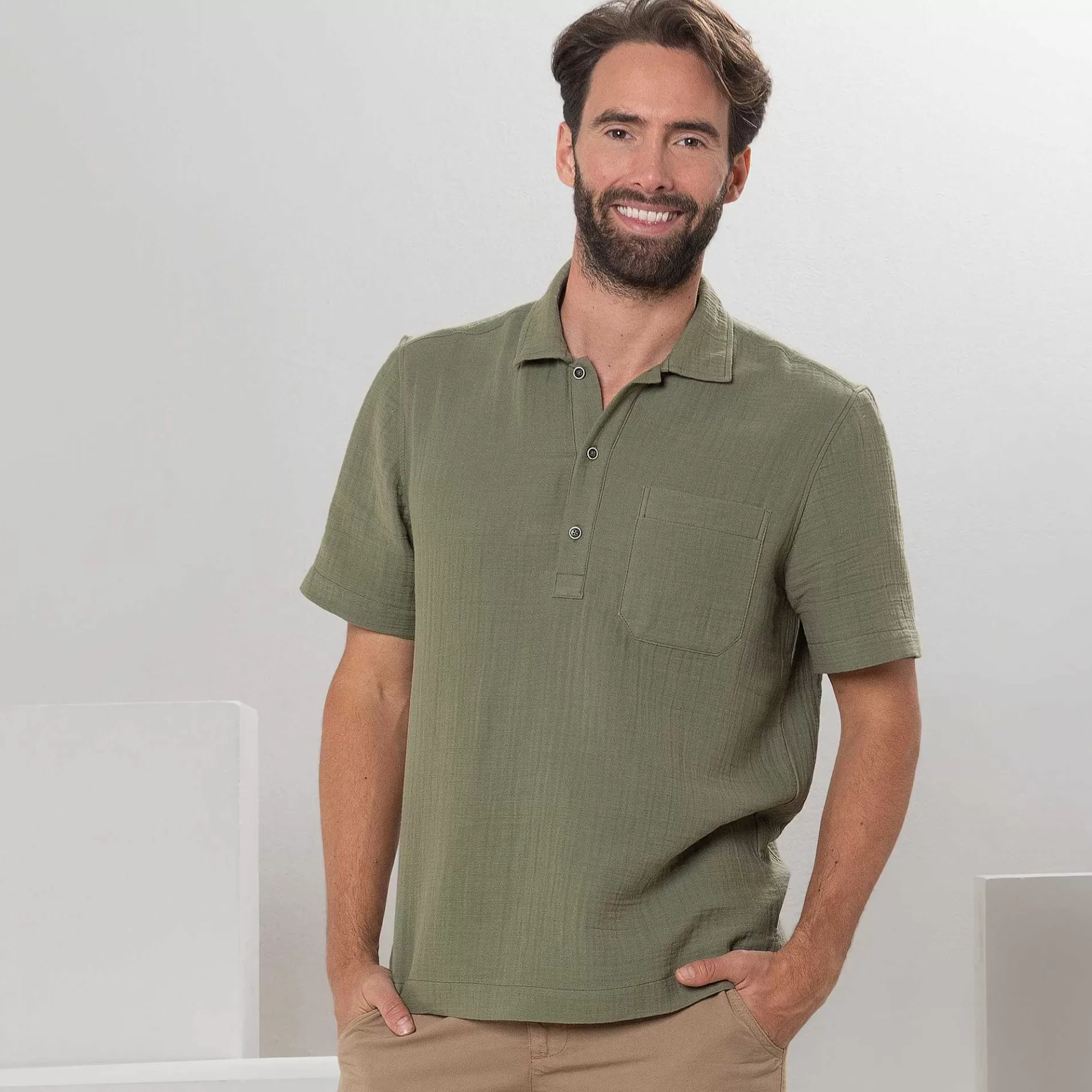 LIVING CRAFTS Miquel | Poloshirt Licht Kaki Best