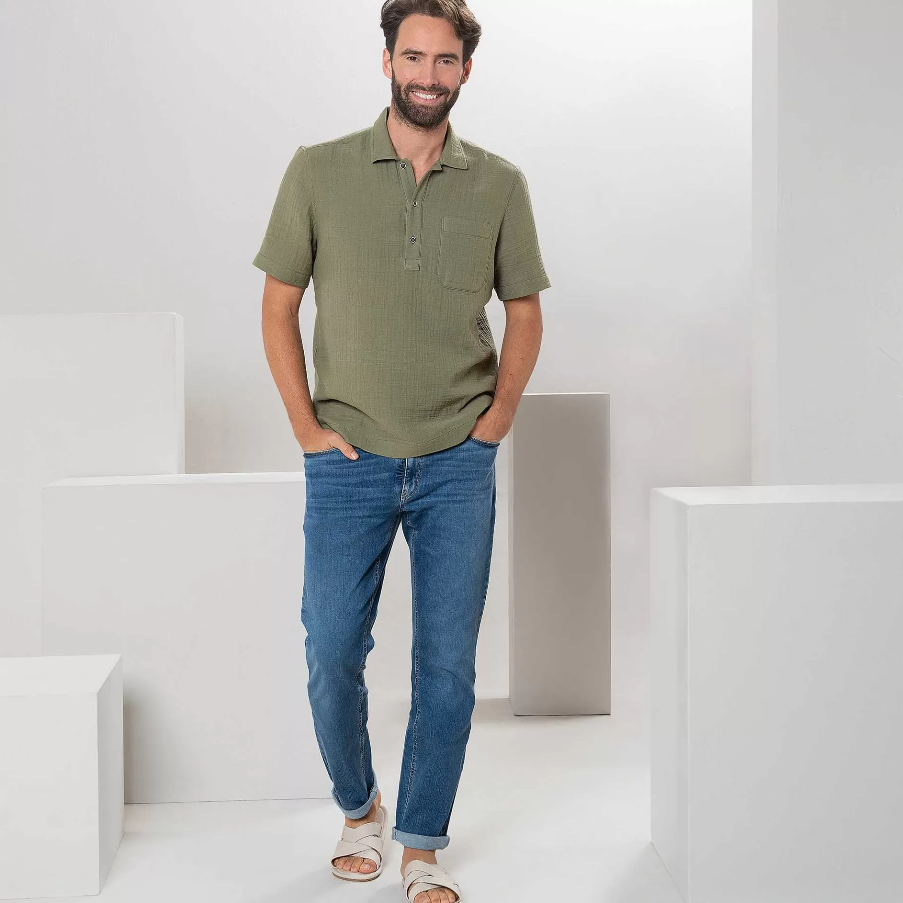 LIVING CRAFTS Miquel | Poloshirt Licht Kaki Best