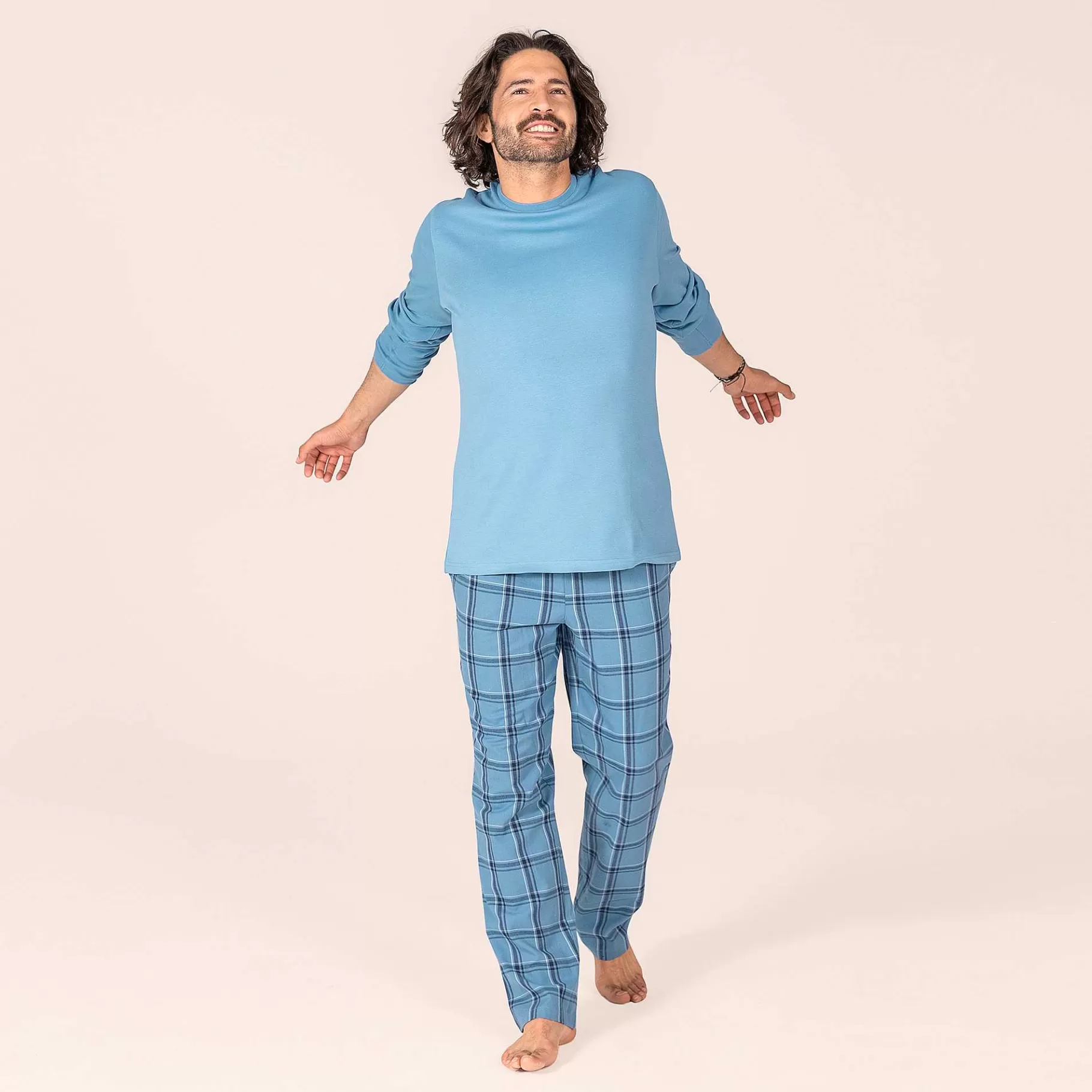 LIVING CRAFTS Pekka | Pyjama Blauwe Schaduwcheck Clearance