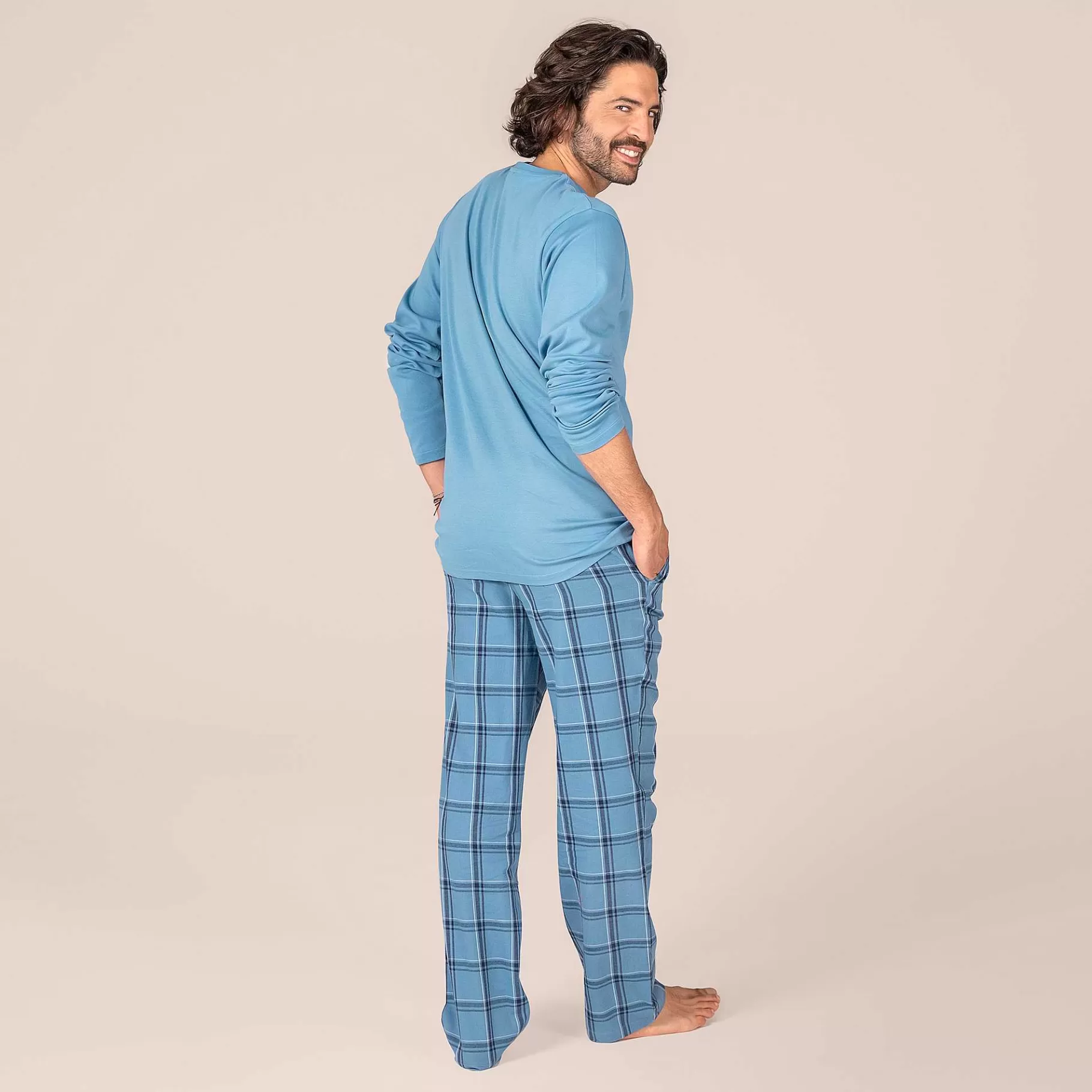 LIVING CRAFTS Pekka | Pyjama Blauwe Schaduwcheck Clearance