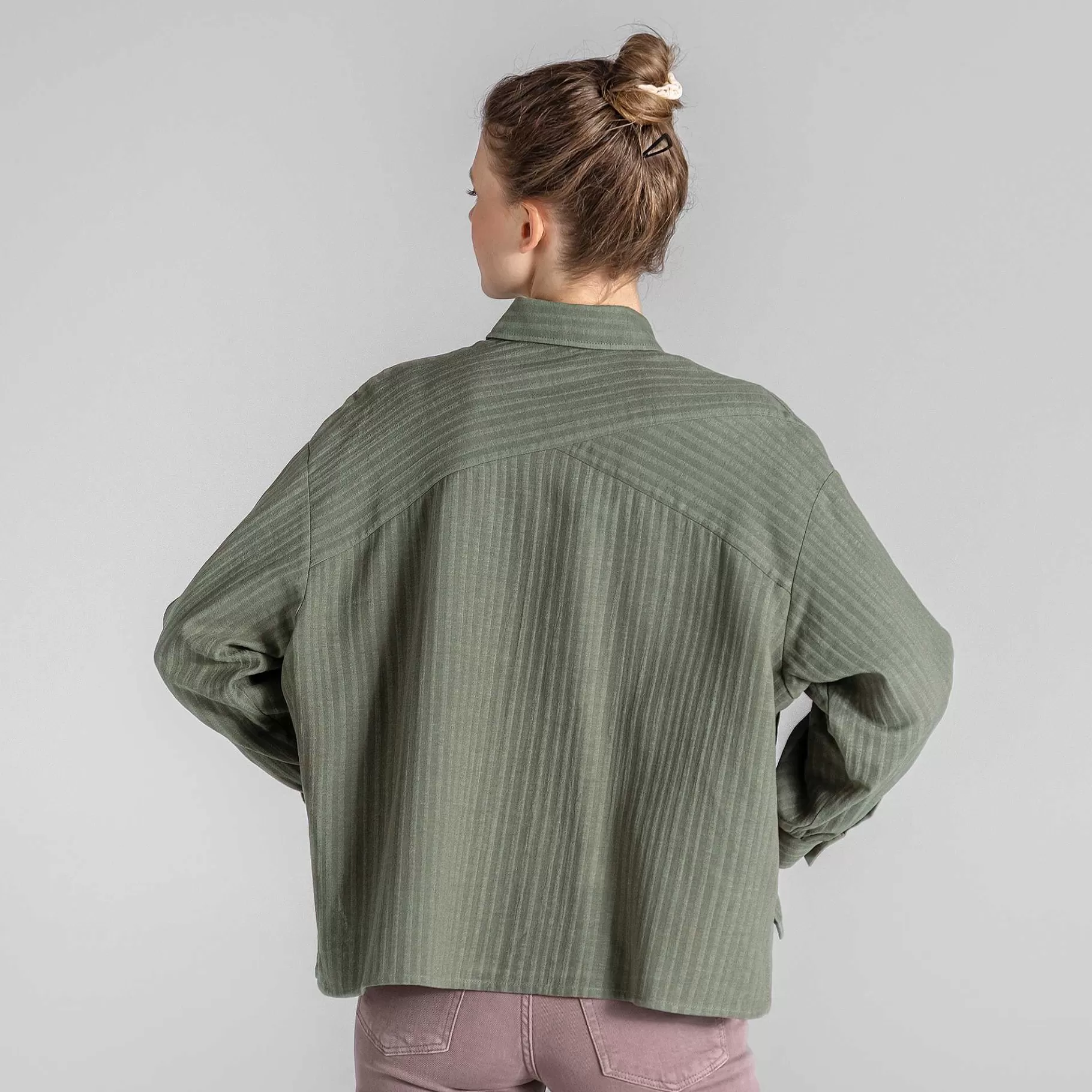 LIVING CRAFTS Waargebeurd Verhaal Beline | Seersucker-Blouse Khaki Outlet